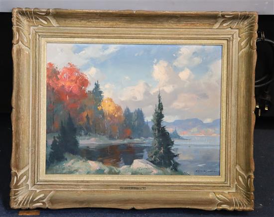 Eric Riordon (Canadian 1906-1948) Autumn Day, Lac de lAchigan 12 x 15.5in.